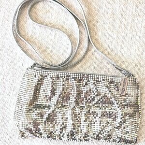 Whiting & Davis International Silver Mesh Crossbody Evening Bag Purse Vintage